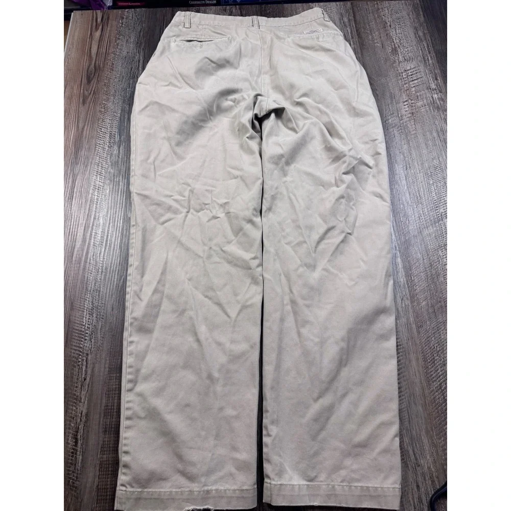 Polo Ralph Lauren Andrew Pant Mens 33x32 Tan Khaki Pleated Cotton Chinos 0493